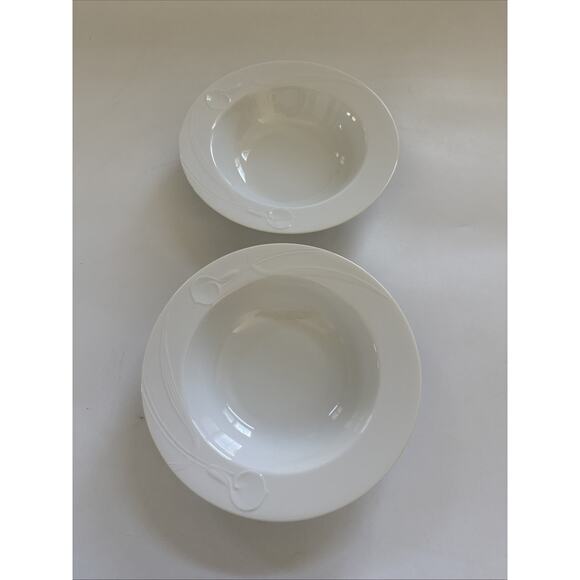 Mikasa Other - 2 Vintage Mikasa Classic Flair Bowls‎ Calla Lily Rimmed Pasta JAPAN Serving 10"